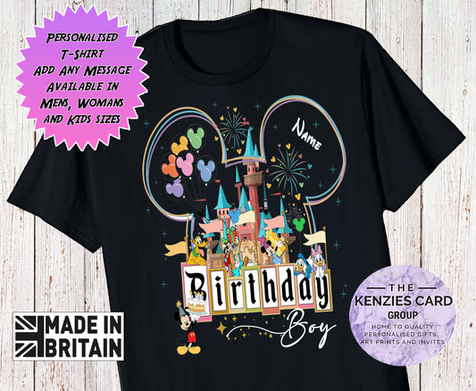 Personalised Disneyland Paris Disney World  Birthday Boy Celebration T Shirt