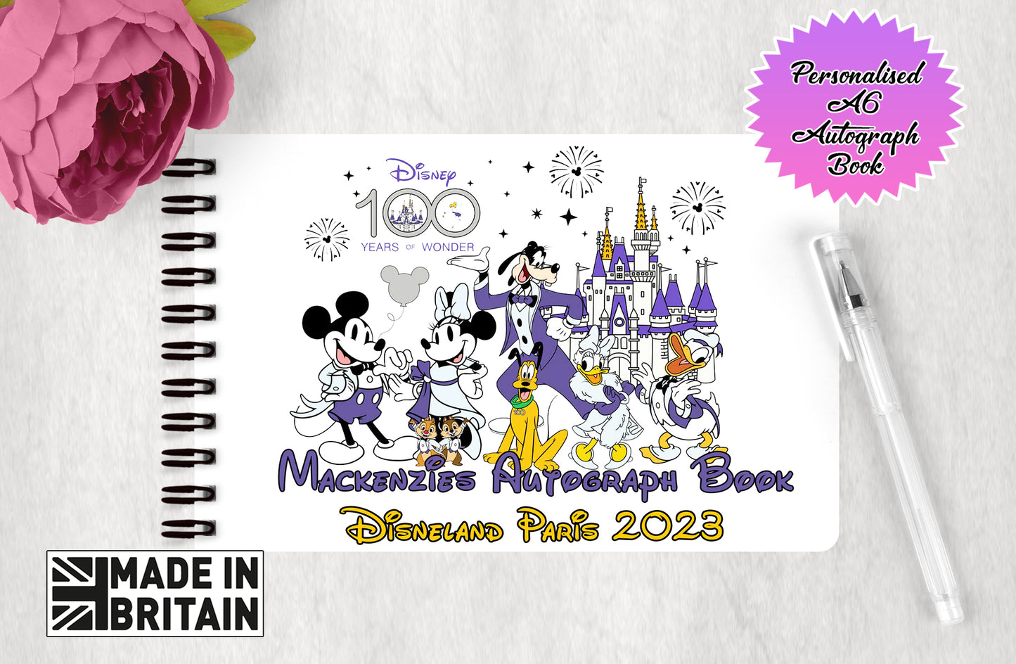 Personalised Disney Autograph Book - Disney 100 Year Anniversary Edition