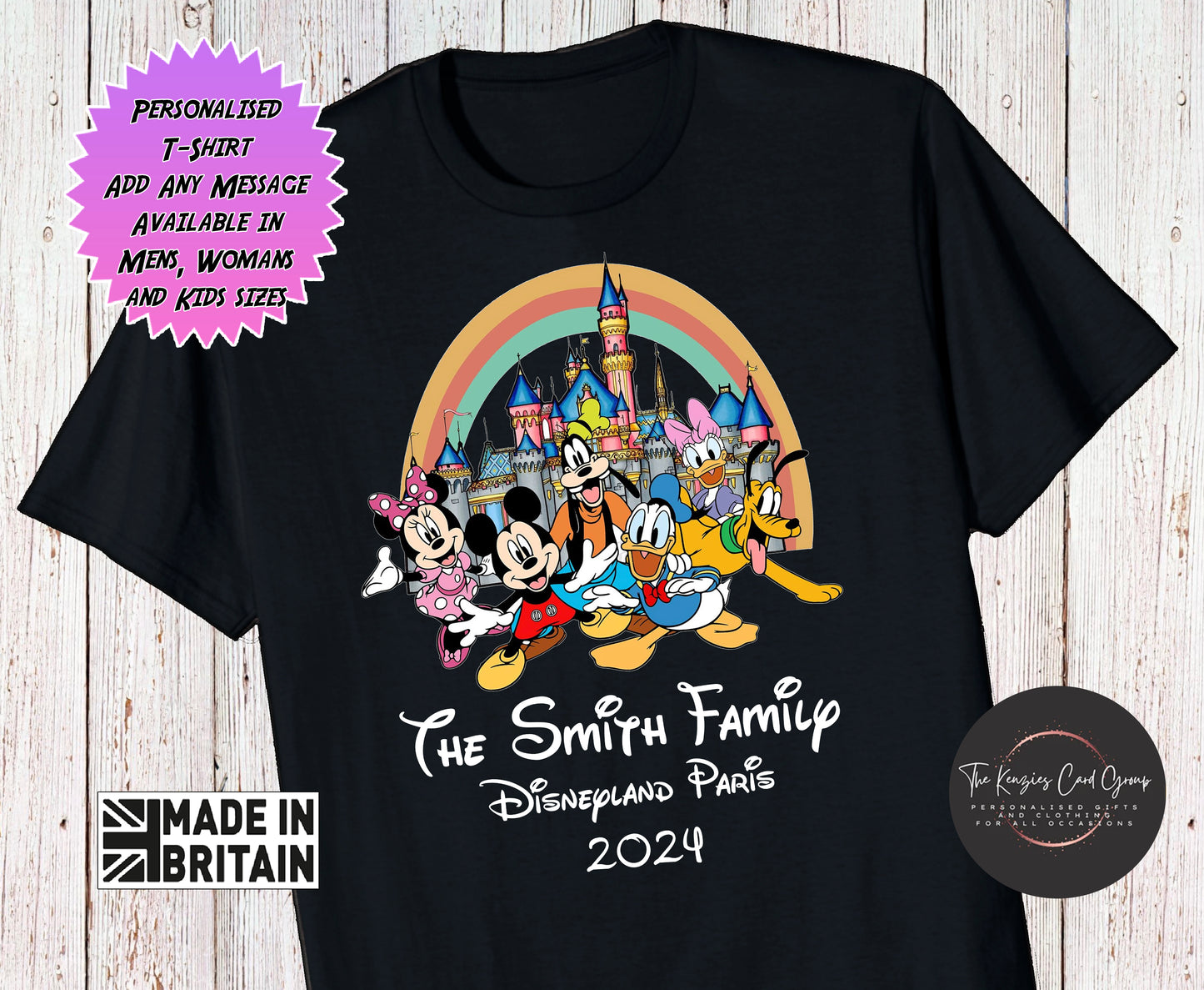 Personalised Disneyland Paris T-Shirts Matching Family First Disney Trip - 2024