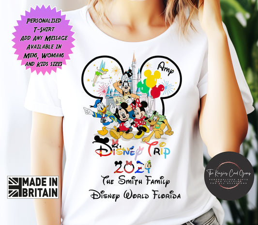 Personalised Disney World Florida Disneyland Paris  Matching Family Disney Trip T Shirts - Mickey Edition