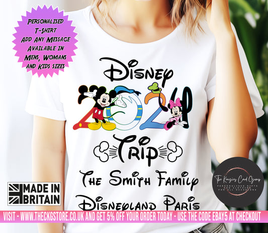 Personalised Disneyland Paris T-Shirts Matching Family First Disney - Disney Trip 2024