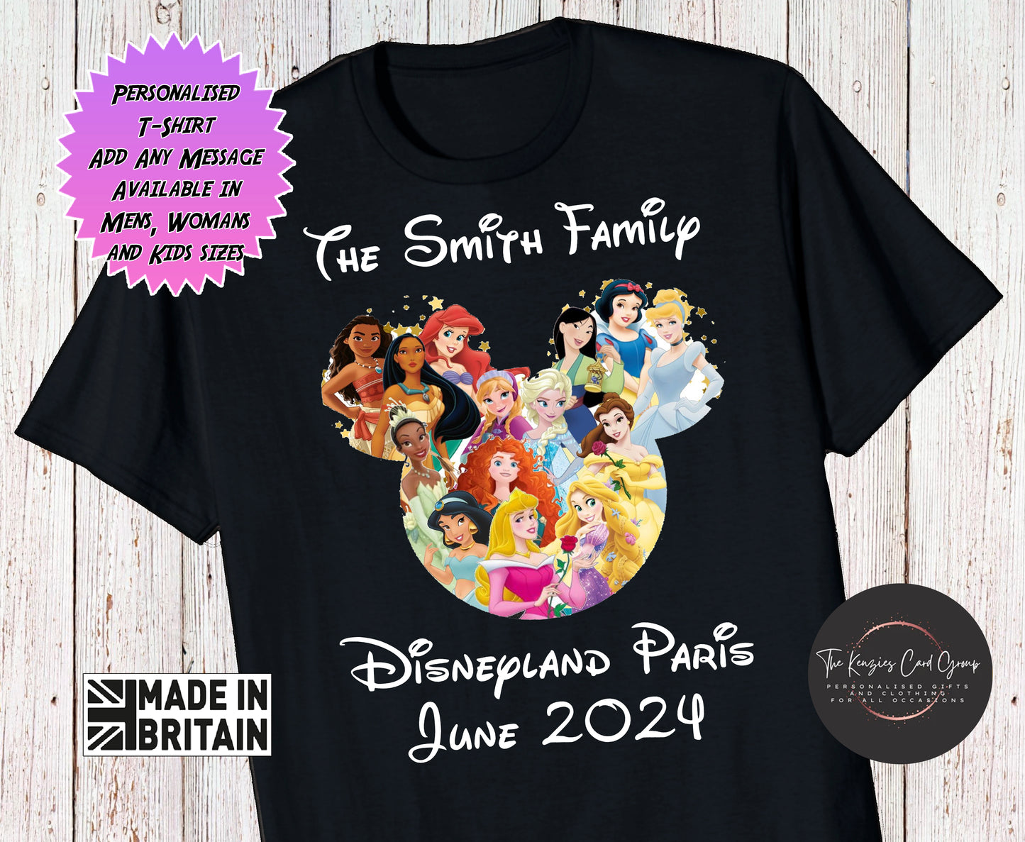 Personalised Disneyland Paris T-Shirts Matching Family Disney Princess T Shirt - 2024