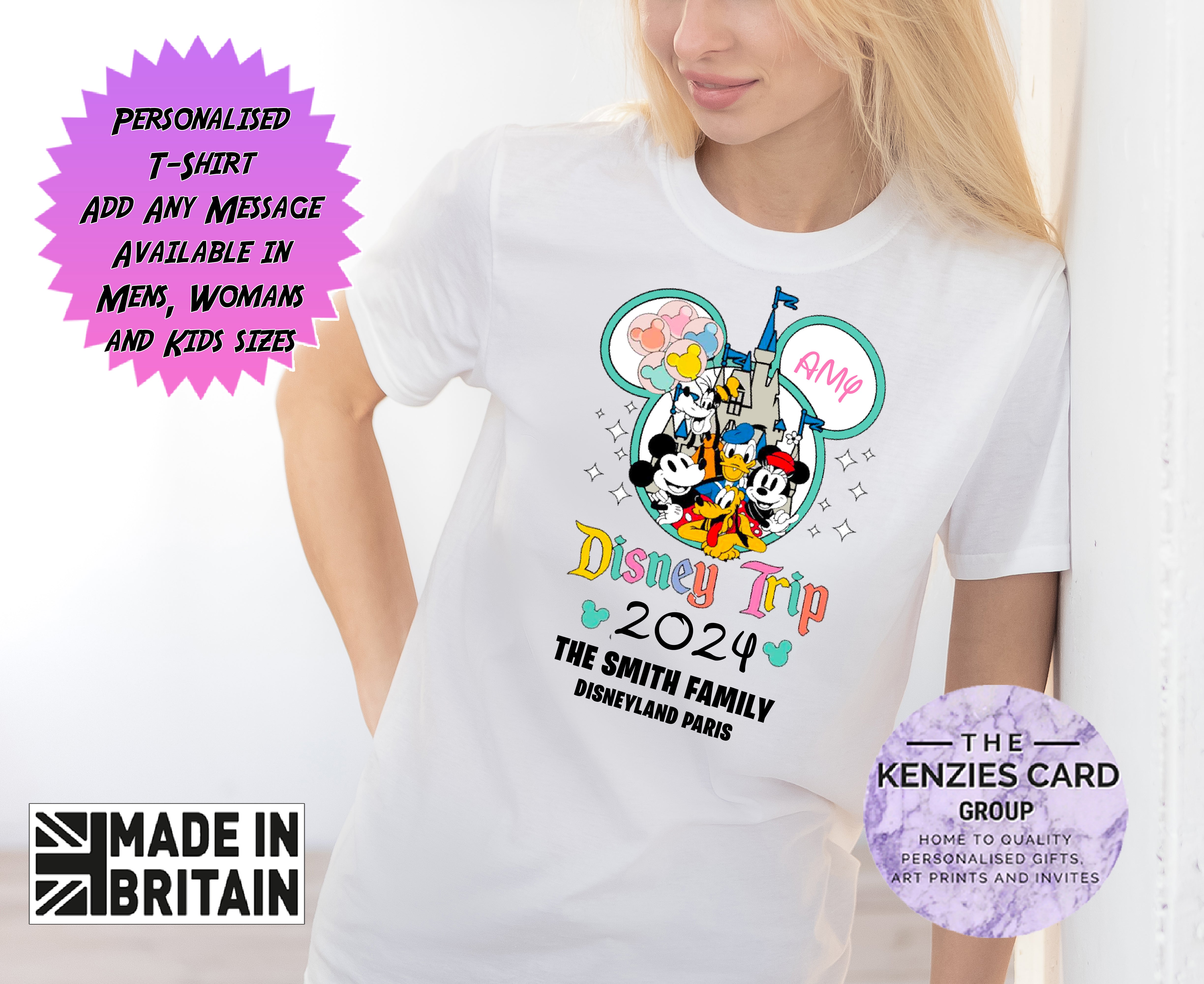 Personalised Disneyland Paris 2024 T Shirts Matching Family First Disn The Kenzies Card Group