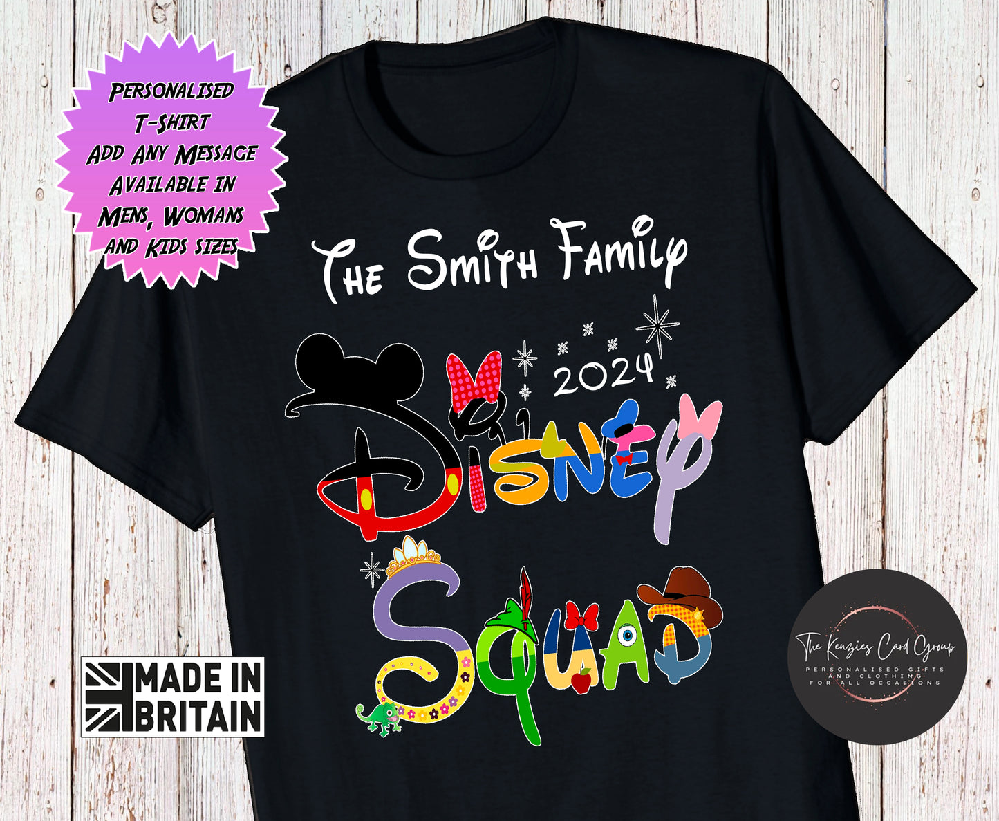 Personalised Disney Squad Disneyland Paris Disney World 2024 Matching Family Trip T Shirt