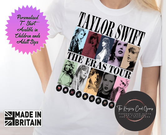 Personalised Taylor Swift Eras Tour Vintage Style T Shirt - Eras Tour Record Edition