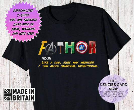 Personalised Marvel Fathor Avengers Fathers Day T-Shirt