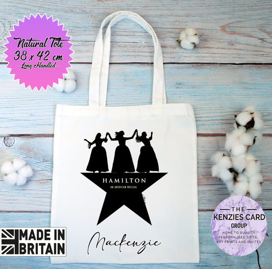 Personalisd Hamilton Musical Tote Bag. Musical Lover Tote Bag. Birthday Gift Bag Christmas Gift