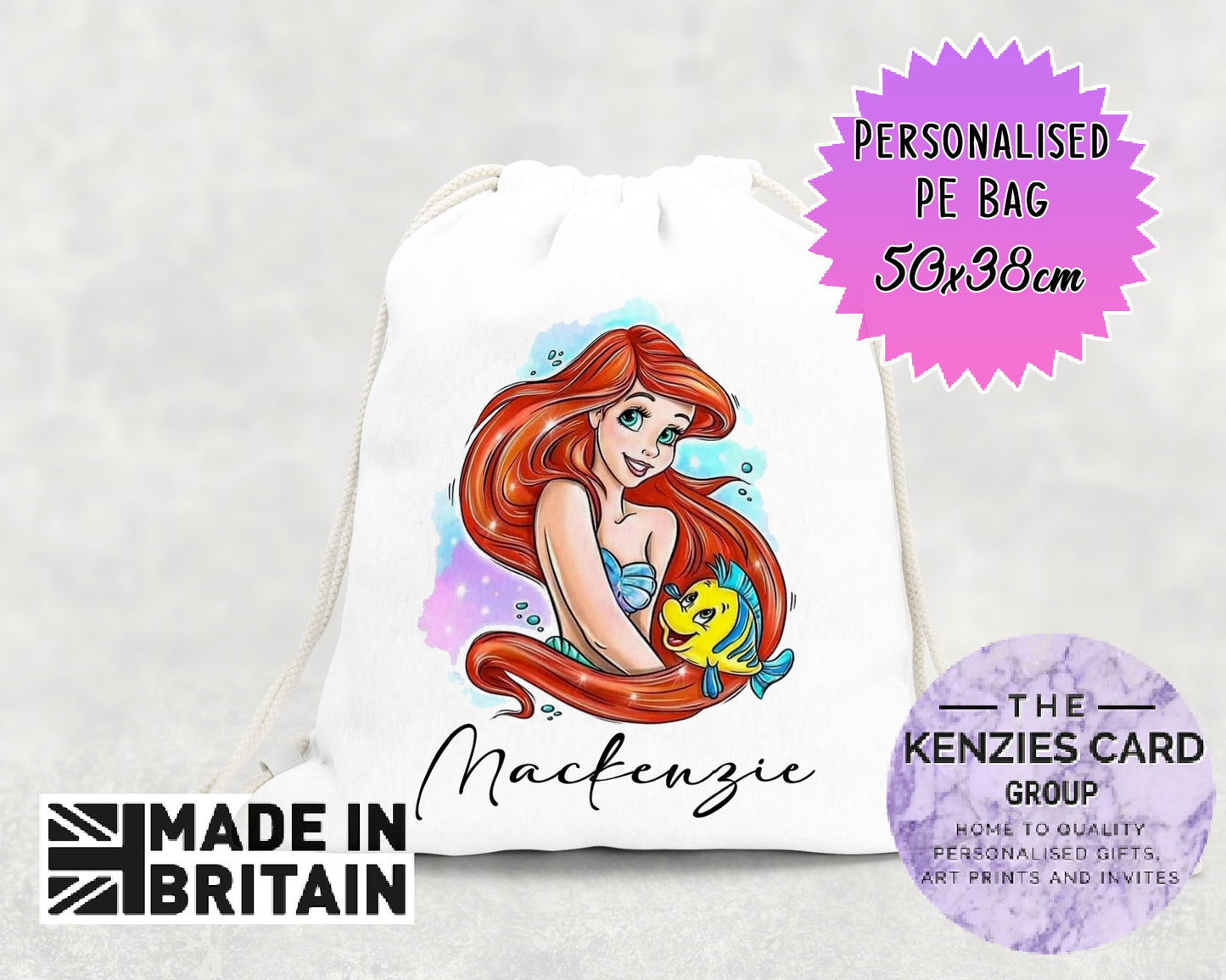 Persoanalised Ariel Little Mermaid PE Gym Sports Bag