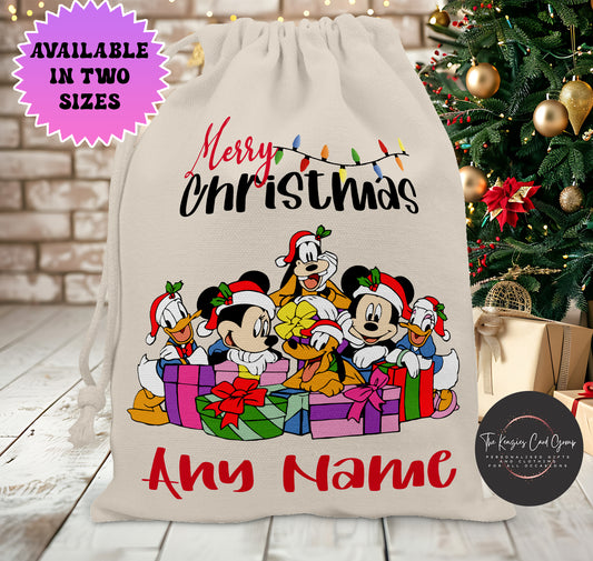 Personalised Disney Christmas Stock Gift Sack - Mickey Mouse Fab 5 Edition V5