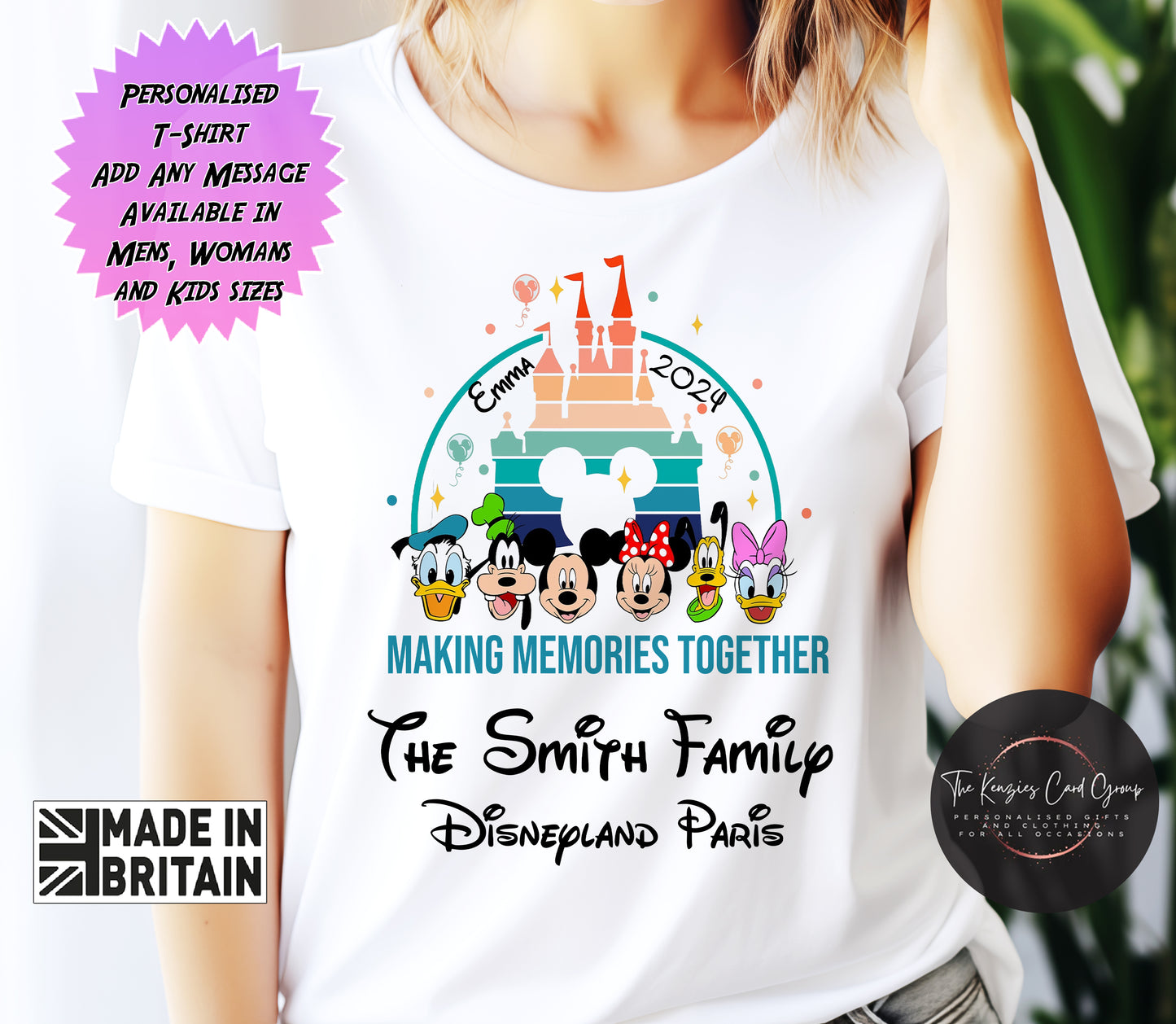 Personalised Disneyland Paris T-Shirts Matching Family First Disney Trip - 2024