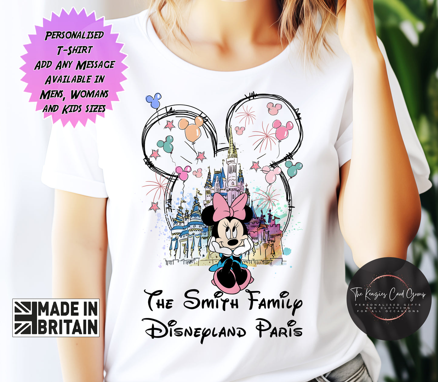 Personalised Minnie Mouse Disney Matching Family T Shirt Disney World T Shirt - Castle Edition