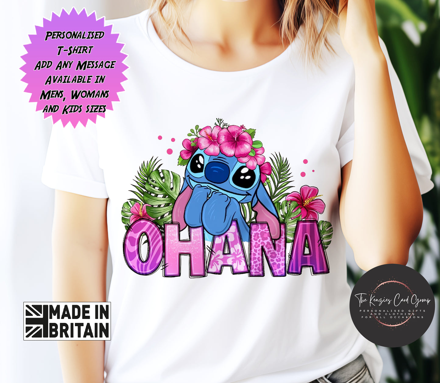 Personalised Disney Lilo and Stitch - Ohana Floral Design