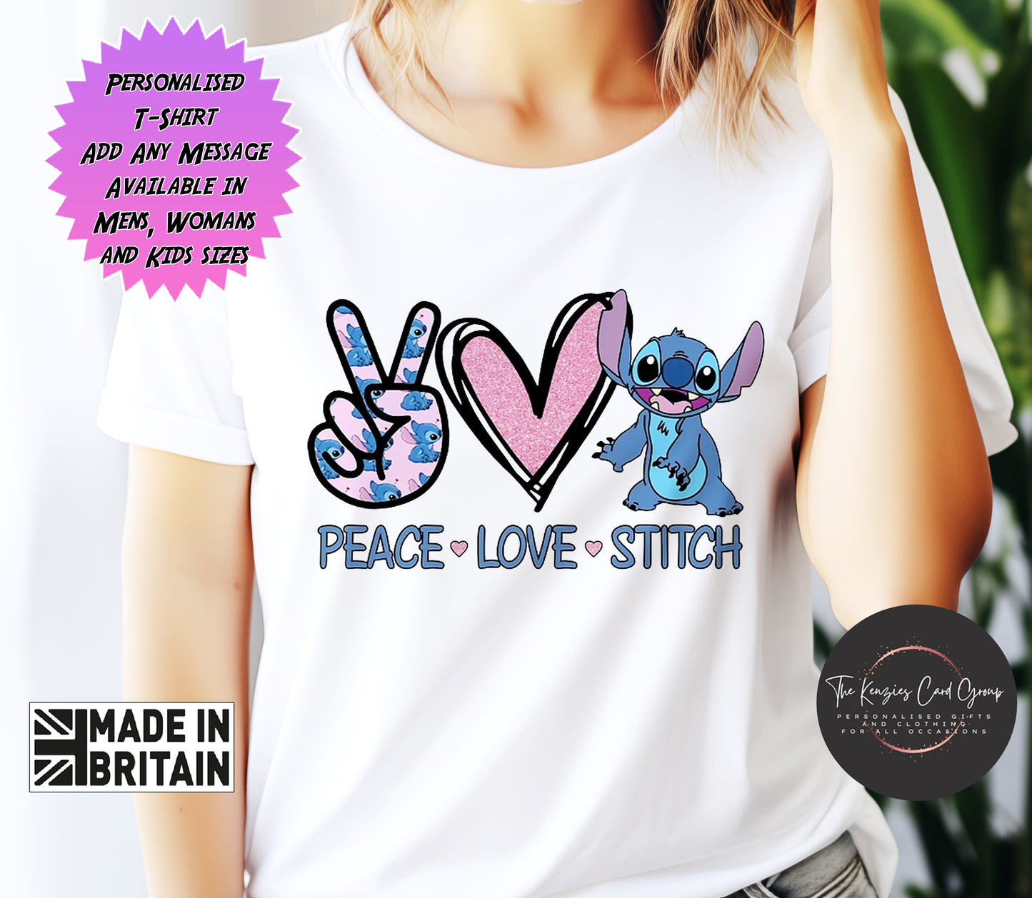 Personalised Disney Lilo and Stitch - Stitch Love and Peace Design