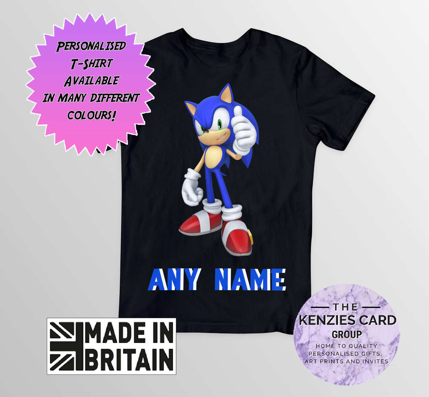 Personalised Sonic The Hedge Hog Cotton T Shirt - Sonic and Shadow Birthday T Shirt