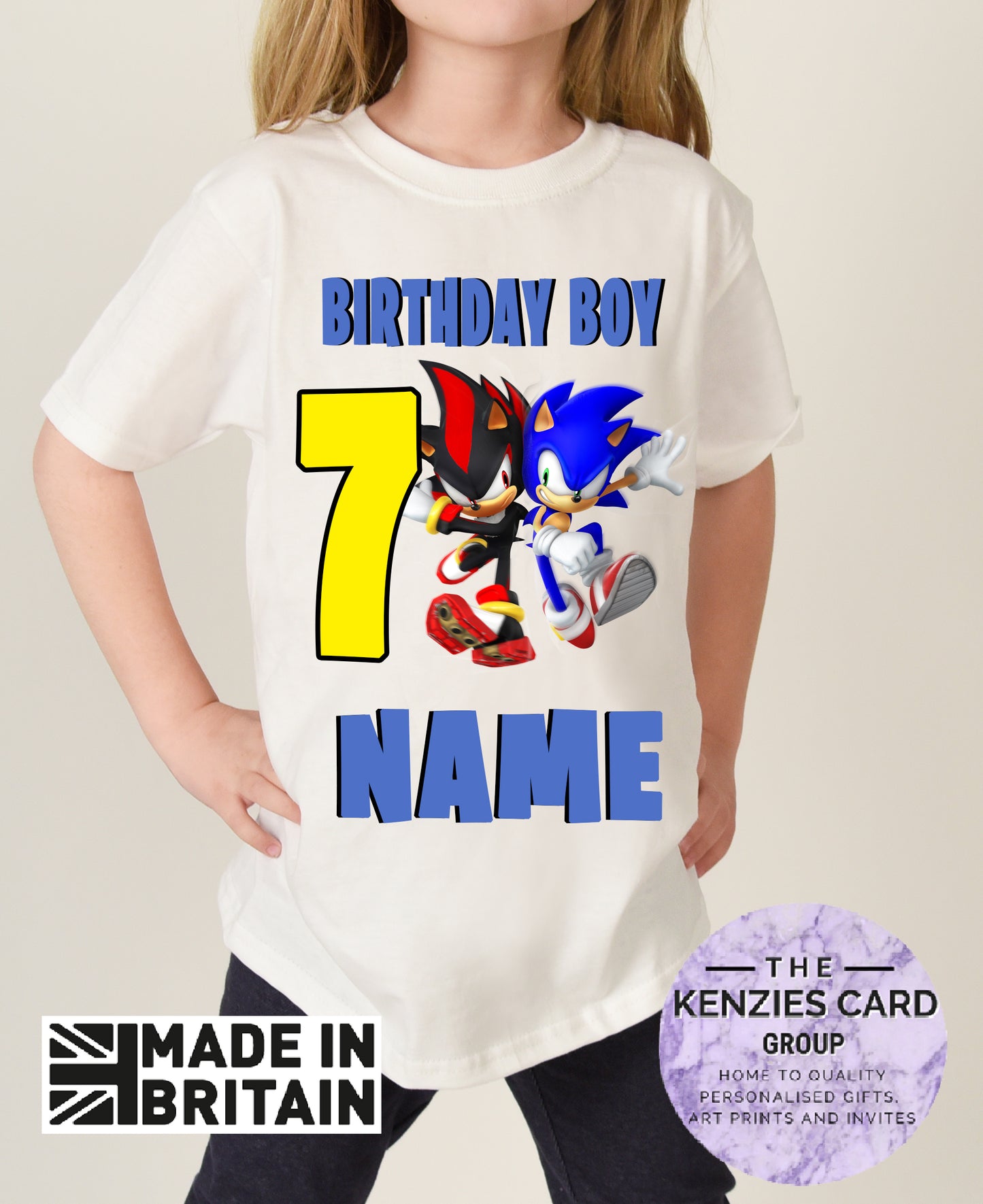 Personalised Sonic The Hedge Hog Cotton T Shirt - Sonic and Shadow Birthday T Shirt