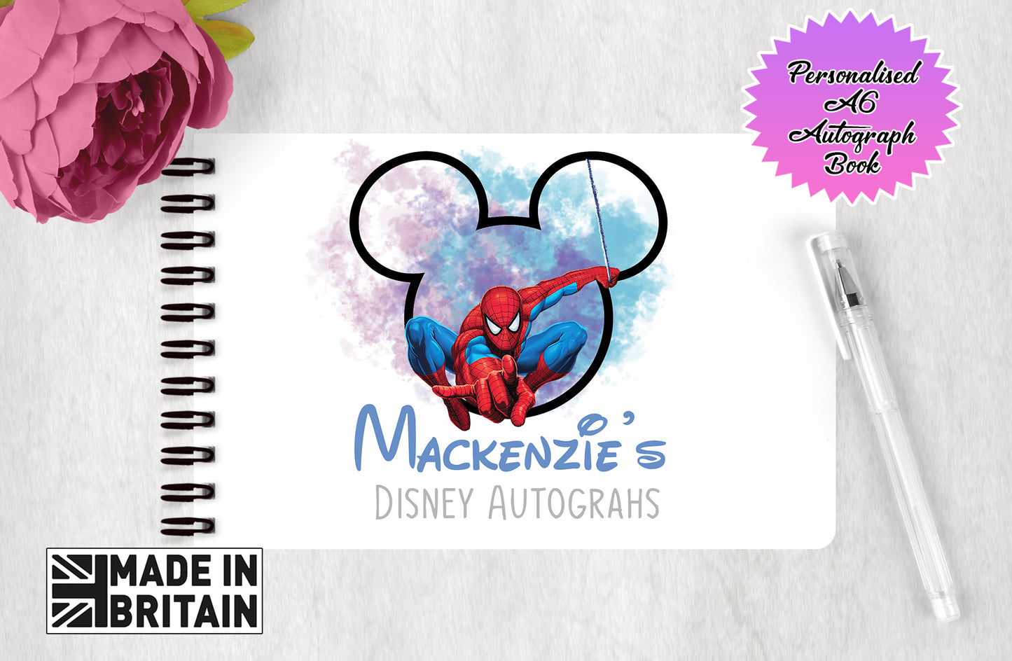 Personalised Disney Autograph Book -Marvels Spiderman