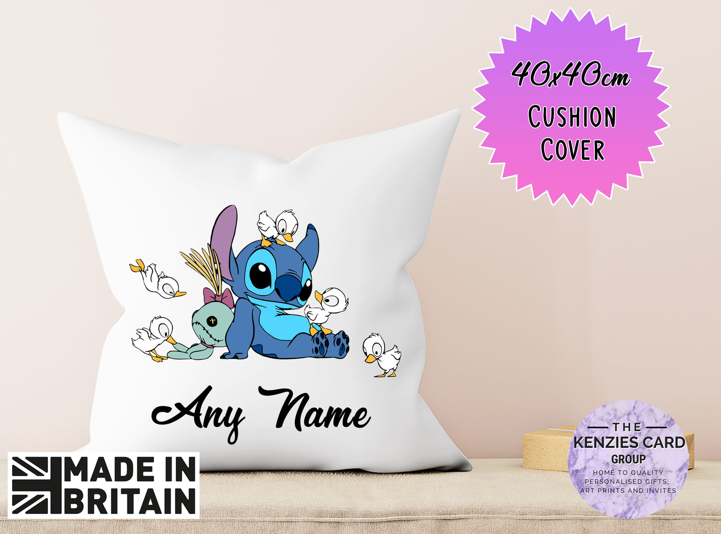 Personalised Disneys Lilo and Stitch - Stitch and Ducks Cushion Cover