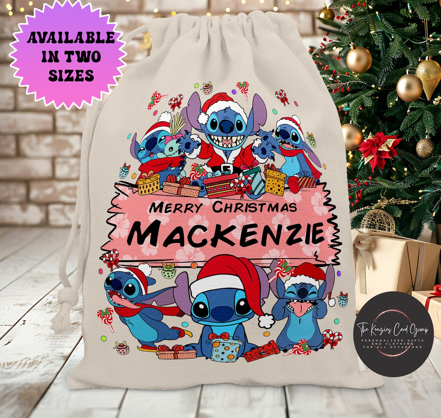 Personalised Disney Christmas Stock Gift Sack - Lilo and Stitch - Stanta Stitch Edition