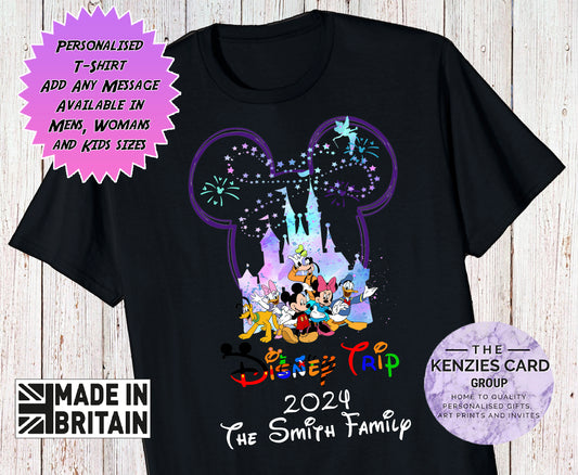 Personalised Disneyland Paris 2024 T-Shirts Matching Family First Disney Trip