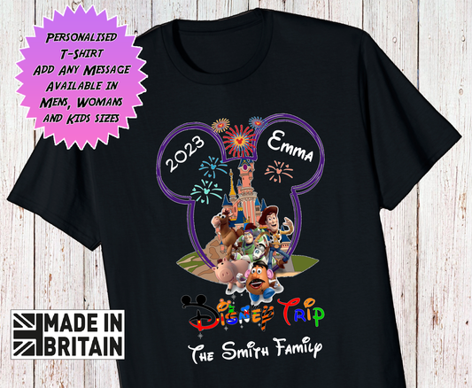 Personalised Disneyland Paris T-Shirts Matching Family First Disney Trip - Toy Story Edition