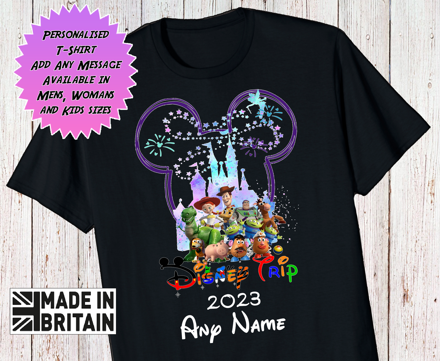 Personalised Disneyland Paris T-Shirts Matching Family First Disney Trip - Toy Story Edition