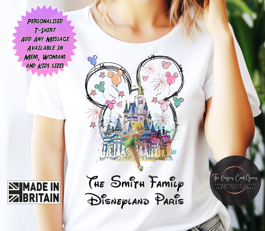 Personalised Tinkerbelle Disney Matching Family T Shirt Disney World T Shirt - Castle Edition