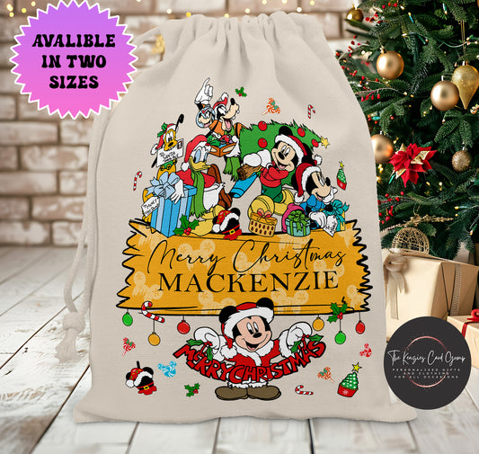 Personalised Disney Christmas Stock Gift Sack - Mickey Mouse Fab 5 Edition