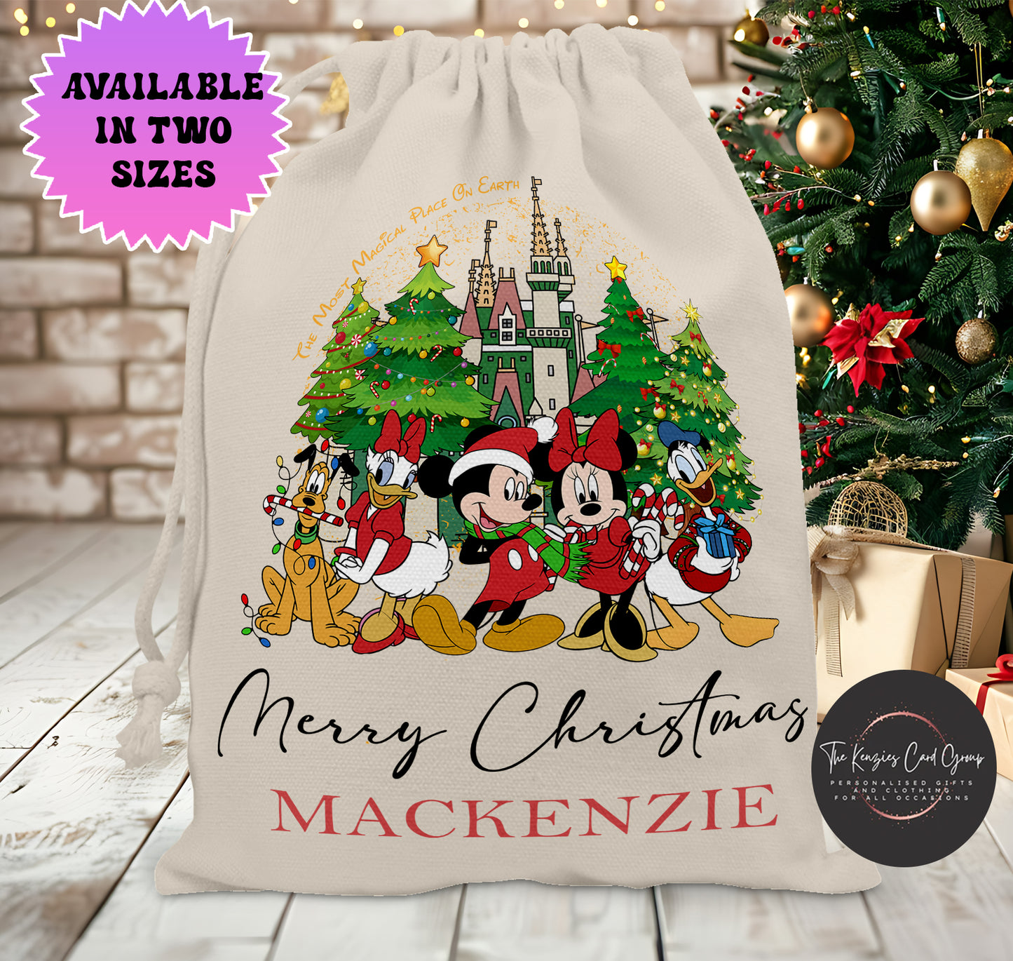 Personalised Disney Christmas Stock Gift Sack - Mickey Mouse Fab 5 Edition V2