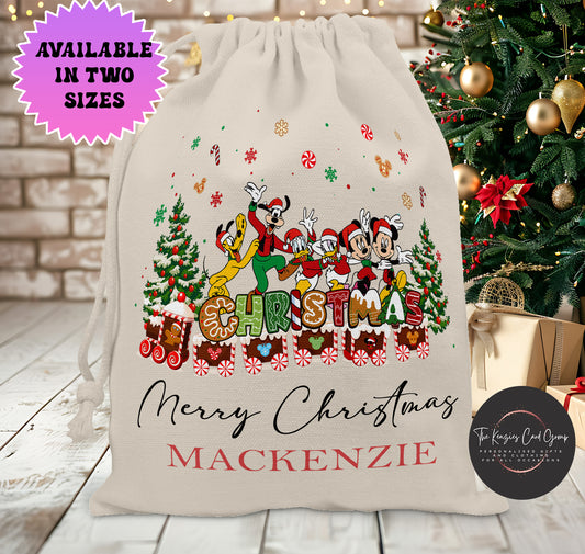 Personalised Disney Christmas Stock Gift Sack - Mickey Mouse Fab 5 Edition V4