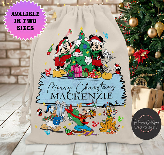 Personalised Disney Christmas Stock Gift Sack - Mickey Mouse Fab 5 Edition V3