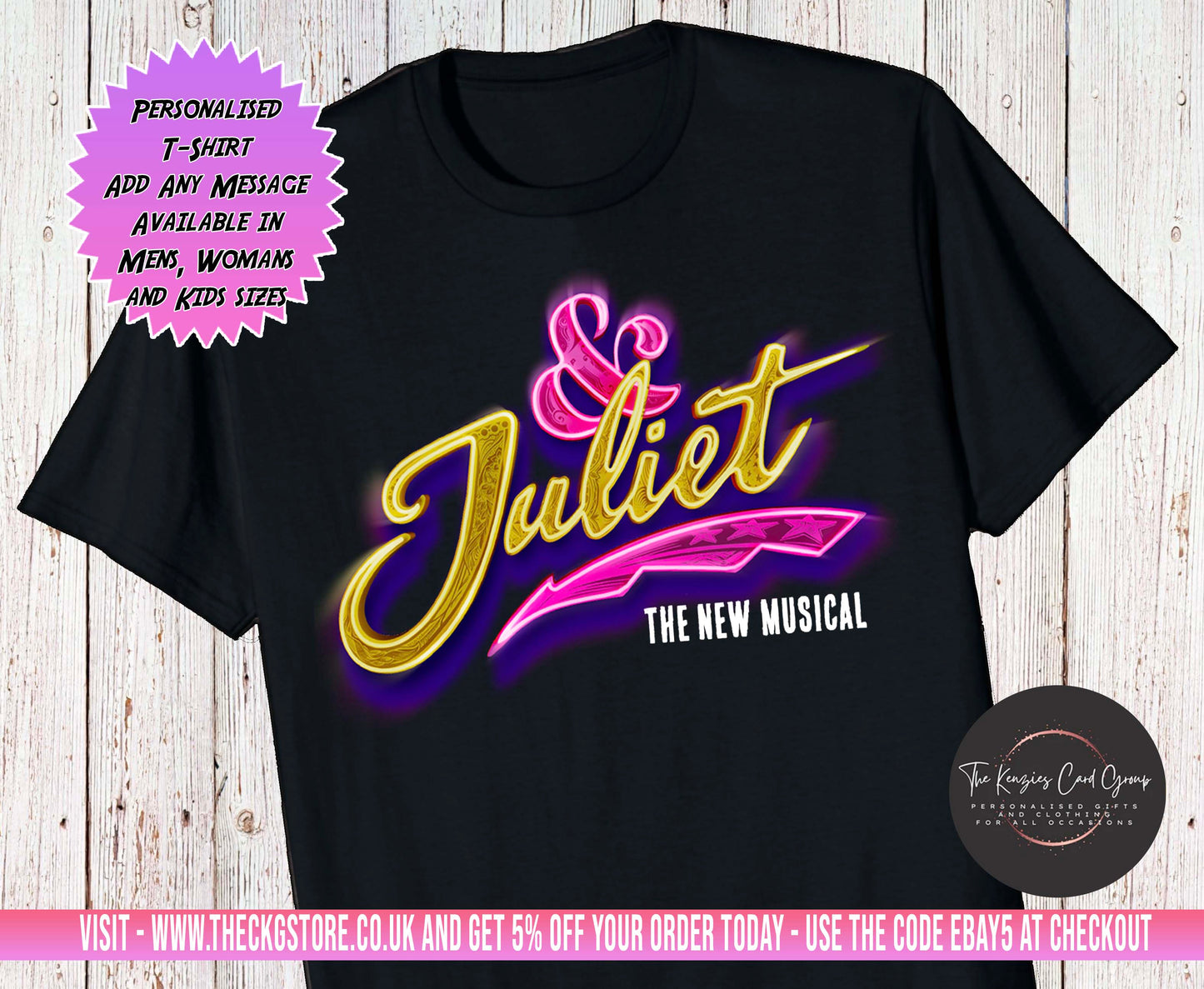 Personalised & Juliet The Musical West End UK Tour T Shirt- Sign Edition