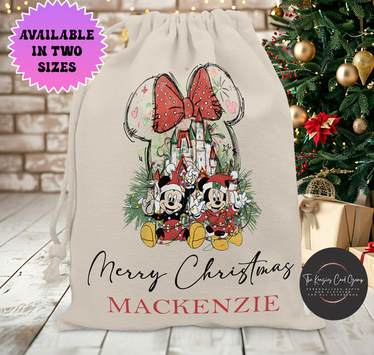 Personalised Disney Christmas Stock Gift Sack - Mickey Mouse Fab 5 Edition V6