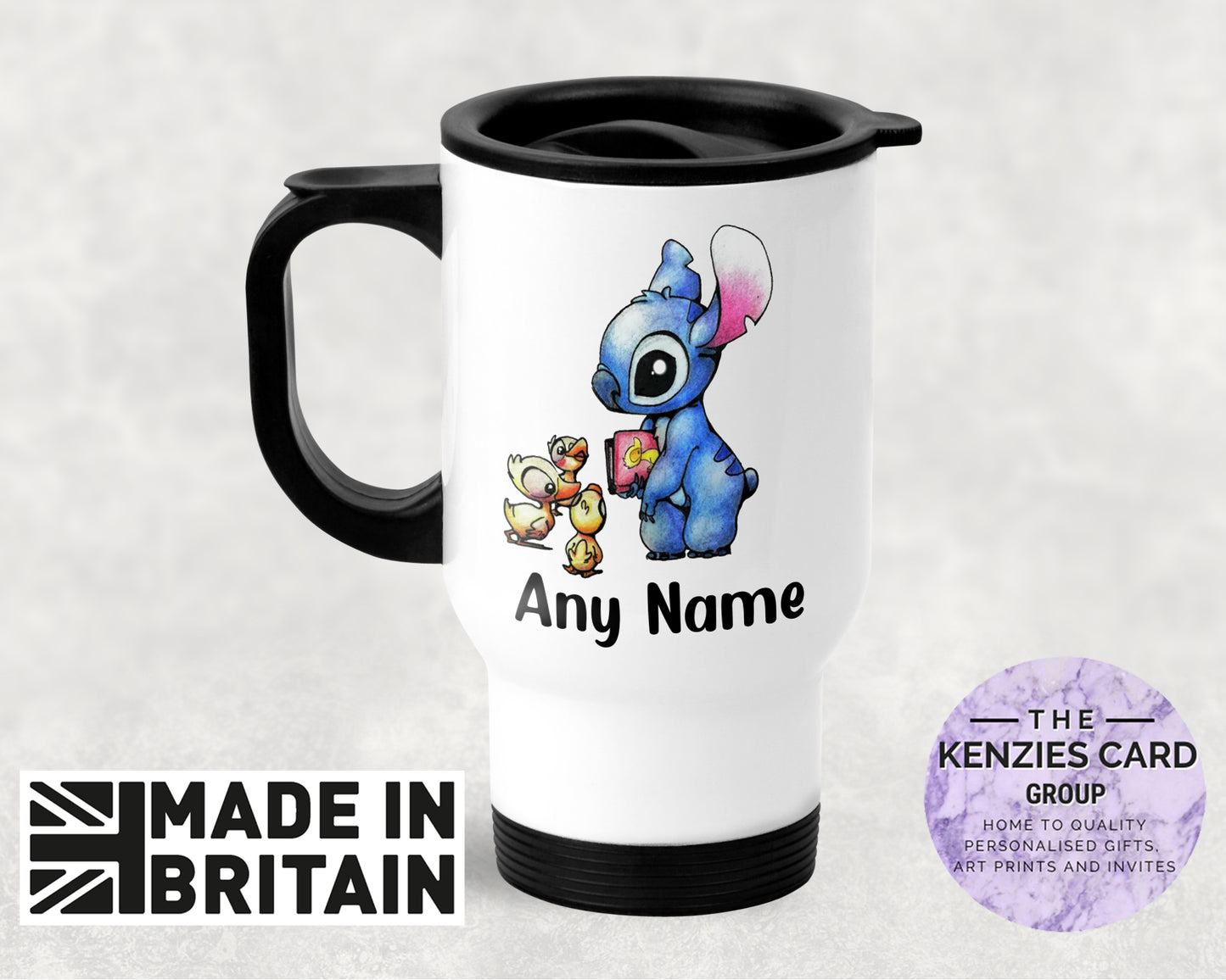 Personalised Lilo and Stitch - Stich and Ducks -  Thermal Travel Mug - 14oz