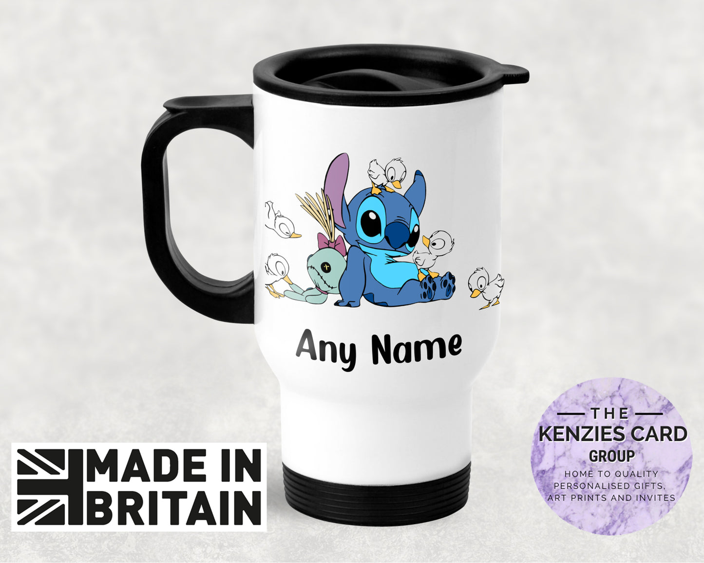 Personalised Lilo and Stitch - Stich and Ducks -  Thermal Travel Mug - 14oz