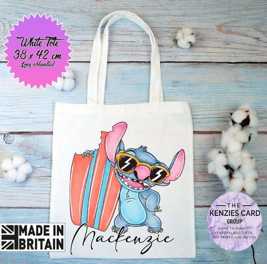 Copy of Personalised Lilo and Stitch Watercolour Tote Bag - White